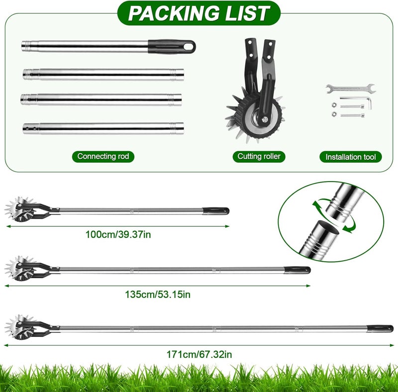 LASTOOLS Wheel Rotary Edger Lawn Tool, Sidewalk 66.7Inch Manual Lawn Edger, Grass Edge Trimmer, Adjustable Stainless Steel Handle with Cushion Grip,Soil,Garden and Yard Tool - Image 3